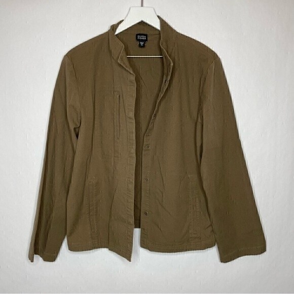 Eileen Fisher Brown Button Down Long Sleeve Jacket - Picture 1 of 3